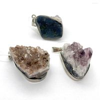 Colares de pendentes 1pcs Amethyst Purple Fine Charmms Diy Jóias Fazendo Mulheres Irregular Stone Natural Crystal Jwellery Acessórios