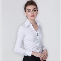 BLOSAS DE MUJER Camisas para mujeres Camisa de blusa para mujeres Bodysuit de algodón blanco Spring y verano Manga larga Negro Cuerpo femenino