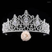 Cabelos clipes acrddk vintage shimmer coração em forma de cristal coroa de luxo diamante noiva princesa diadema festa de aniversário