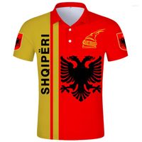 رجال Polos Albania القميص قصير الأكمام مجانا اسم مخصص رقم الألباني نسر العلم طباعة نص القميص الرياضة