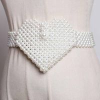 Cintos SeeBeautiful Fashion Spring 2022 Summer Hollow Weave Girdle Padrão do coração Mini-saco de pérola do homem Mulheres A686
