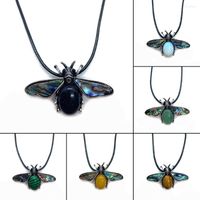 Pendant Necklaces Natural Abalone Shell Inlaid Metal Firefly...
