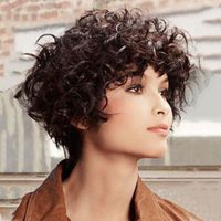 Bob Bob Pixie Cut Wig Wig Curly Human Hair Wigs for Women Aubage Lace Front Deep Wig Wig Pr￩parb￩e