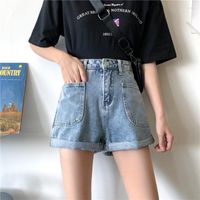 Jeans pour femmes ￩t￩ 2022 Fashion Big Pocket Girls Plus taille Fat Denim Shorts Femmes Loose pantalon largeur de la ligne A-Line A-Line