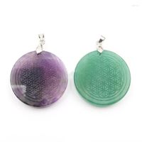 Pendant Necklaces Carved Flower Of Life Natural Crystal Pend...