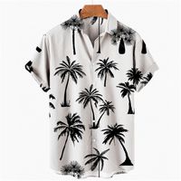 Мужские повседневные рубашки летняя гавайская рубашка 3D футболка ретро-рубашка кокосовое дерево рисунок с коротким рукавом мужчина Camisa Каникул Casua Man футболка пляж 220905