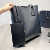 Kadın alışveriş çantası büyük kapasiteli çanta çanta çanta düz orijinal deri donanım mektup aksesuarları fermuar cüzdan bayan omuz crossbody debriyaj