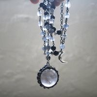 Chains NM43165 Cloudy Quartz Crystal Ball Lariat Necklace Sm...