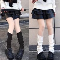Mulheres meias punk japonês jk botas boot boot boots zíper coxa lolita malha tubo harajuku bezerro