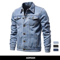 Jackets para hombres Algodón Denim casual Lapa de color sólido Jeans de pecho individual Calidad de ajuste delgado 220905