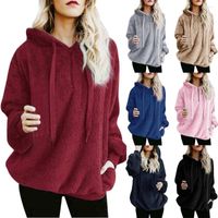 Sudaderas con capucha de mujer 5xl de gran tama￱o para mujeres calientes lana de vell￳n sudadera esponjosa con cremallera jersey femenina s￳lida 2022