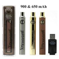 La nouvelle cigarette E-cigarette Batteries Vape stylo 650mAh 900mAh en bois d'or SS Préchauffe VV pour 510 cartouches d'huile d'épaisseur