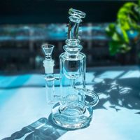 Unique Bong Double Hookahs Recycler Dab Rig Glasses Water Bo...