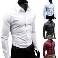 قمصان لباس الرجال الرجال الخريف الأكمام الطويلة غير الرسمية قميص العمل الأنيق الأزرار الصلبة لأسفل القطن النحيف بالإضافة إلى الحجم
