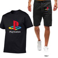 Herren-Trainingsanz￼ge 2022 Sommer PlayStation Printing Freizeit Sportbekleidung Kleidung Fitnessanzug Sport kurz￤rmelig T-Shirt Shorts 2-teiliges Set