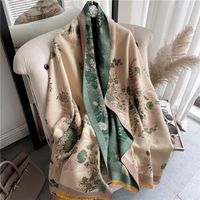 Шарфы зимний шарф Женщины цветочные пашмины платки и обертывание кашемир густое теплое женское одеяло двойное шал мода Poncho 220906