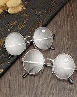 Retro Erkekler Kadınlar Yuvarlak Ayna Metal Çerçeveler İçin Okuma Gözlükleri Düz Ayna Kişiselleştirilmiş 100400