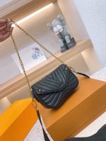 Dise￱adores bolso de hombro bolso bolso bolso bolsas de mensaje de cluth de calidad cl￡sica de cuero genuino caja original billetera de la billetera de flores antiguas 20 cm negro