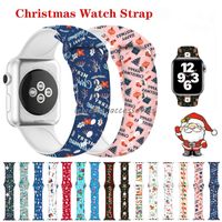 Apple Watches Bands를위한 크리스마스 산타 클로스 시계 스트랩 38mm 44mm 44mm 44mm 45mm 소프트 실리콘 스포츠 교체 iWatch 시리즈 SE 7 6 5 4 3 2 1