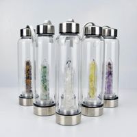 Nuova bottiglia d'acqua in vetro di gemma del quarzo naturale da bere in vetro di vetro a tazza di vetro 8 stili dhl spedizione veloce