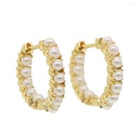 Boucles d'oreilles cerceaux 2022 Gold Filed Summer Style Trendy Sea Pearl Perles Circle Wrap For Women Lady Classic Fashion Wedding Jewelry