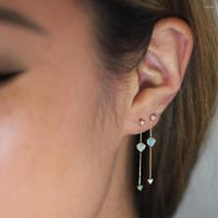 Boucles d'oreilles arri￨re 2022 Fashion Wholesale Opal Stone Bijoux d￩licat Cha￮ne Tassel Cz Drop Girl Femmes