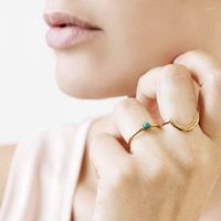 Cluster anneaux 2022 couleur or de haute qualité turquoises célibataire délicat en cuivre géométrique pour femmes mignonnes filles de mode de mode bijoux