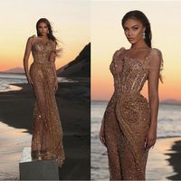 Long Mermaid Celebrity Prom Dresses Luxury Crystal Evening Bress