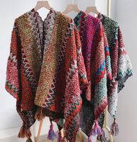 Ch￢le en tricot en tricot Poncho Mod￨le vintage Cap Cardigan Pull ouvert ouvert pour le printemps automne hiver plus taille