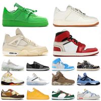 OW X Fragment Designer Chaussures US 13 Men Trainers Jumpman 1 Sports Offs White 4 5 6 MCA Lot 50 Gold Gold Musline Musline Green Green Spark Cactus Jack Sneakers