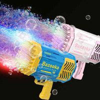 لعبة Gun Toys 69 ثقوب الصواريخ فقاعة الأسلحة الآلية LED Kids Outomatic Soap Bubbles Soap Toys For Wedding Party Outdoor Games T220907