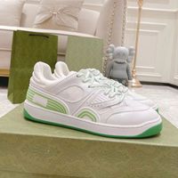 أحذية غير رسمية مصمم أزياء أزياء سلة أبيض أحذية غير رسمية للنساء أحذية رياضية من الجلد مع أحذية رياضية مطاطية خضراء على الهواء الطلق في الهواء الطلق