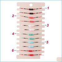 Cadeia de link 12pcs/conjunto Colorf Glass Crystal Bads Charms Bangles Bracelets Mulheres Jóias de pulseira de corda ajustável
