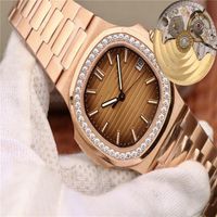 PF Nuova versione di Luxury Mens Watches Super Quality Nautilus 5711 Eta Cal 324 Diamonds Diamonds Bezel Rose Case Uomini automatici Meccani279C