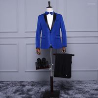 Suits para hombres Royal Blue Red Blanco Jacquard Mens Suit Classic Suit Slim Fit Boda con pantalones Según Cantante de la etapa Homme Homme