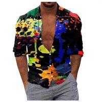 Мужские рубашки T 2022 Осень мужчины Slim Floral Print с длинным рукавом модный бренд вечеринка праздничное повседневное платье цветочная рубашка Homme Plus размер