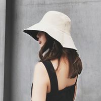 Chapéus largos de borda cor de cor sólida chapéu de sol de dois lados desgaste portátil portátil feminino dobrável boné feminina feminina panamá tampa