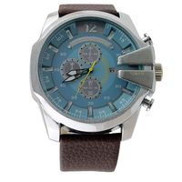 Marca de moda 4281 Big Case Mutiple Dials Data Display Strap Leather Quartz Men Wrist Watch264E