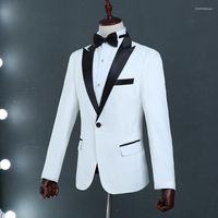 Trajes para hombres para hombres clásico de solapa negra de la solapa blanca del traje de disfraces