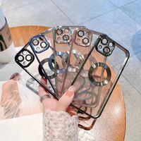 Caisses de t￩l￩phone portable plaqu￩ TPU Transparent Protect Mardware Lens Placing Shell Bumper pour iPhone 14 13 12 11 Pro Max XR XR XS MINI iPhone14 Fashion Clear Softcase Cover