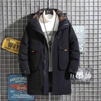 남자 다운 파카 2021 겨울 재킷 두꺼운 코트 후드 따뜻한 중간 길이 파카 화이트 오리 패션 남자 Y22