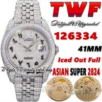 TWF V3 EW126334 CF126300 A2824 Reloj automático de hombres 41 mm Diamantes de diamantes INLACE INABOR DIAL ARABLE 904L Pulsera de diamantes JubileSeleElteel 2022 SUPER ETERNIDAD Relojes Eternity