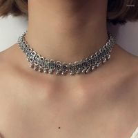 Girocollo antico argento placcato in metallo vintage fascino collana clavicola per donne collane retrò pendenti