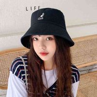 Chapéus de aba mesquinho para mulheres BOB KANGOL Cotton Unissex Travel Bucket Harajuku Black T220909