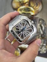 Moda por atacado Skeleton Watch Quartz Movement Sapphire Glass Strap Strap Luxury