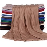 Bufandas vendiendo jersey hijab bufanda algodón acanalado elasticidad chales mujeres envoltura musulmana diadema 180x85cm 1pc minorista 220912