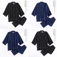 ملابس نوم للرجال 2022 مان كيمونو بيجاماس مجموعة من الساموراي الذكور القطن التقليدي الياباني أعلى سراويل العليا