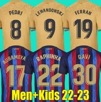2023 Tee Camisetas de Football Lewandowski Pedri Adama Auba 축구 저지 페란 22 23 Ansu Fati 2022 Gavi Raphinha Barcelona Dest Kit 셔츠 남성 세트