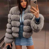 FULA FULE MAIMA MAOMAOKONG 2022 Moda natural Real Fox Coat Women Winter Warm Jacket Luxury Plus Size Outwear Female Colled Coats Bege