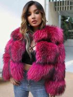 Women' s Fur Faux MISSJANEFUR Raccoon Jacket Luxury Wome...